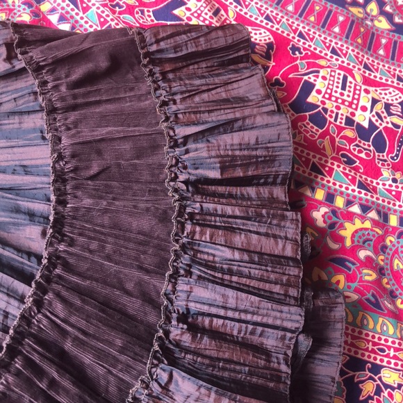 Chocolate brown crepe and corduroy tiered skirt - Picture 14 of 14